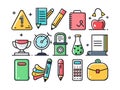 Colorful school supply icons offer creative education theme Royalty Free Stock Photo