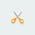 Colorful school symbol - open yellow scissors Royalty Free Stock Photo