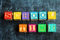 Colorful School Time word from wooden blocks Royalty Free Stock Photo
