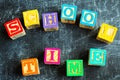 Colorful School Time word from wooden blocks Royalty Free Stock Photo