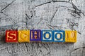 Colorful School word from wooden blocks Royalty Free Stock Photo