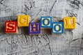 Colorful School word from wooden blocks Royalty Free Stock Photo