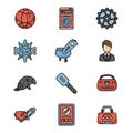 Colorful Science and Technology Icon Set - Flat Design Vector Illustration Royalty Free Stock Photo