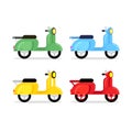 Colorful scooter cartoon style. Set of vector modern scooters.