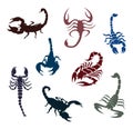 Colorful Scorpion Vector Editatble Icon Set. Scorpio Zodiac Symbol Royalty Free Stock Photo