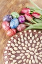 Colorful scratched handmade Easter eggs
