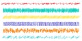 Colorful scribble, sketch, sketchy doodle horizontal line dividers. Wavy, waving, wave and billowy, undulating zigzag, crisscross
