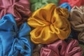 Colorful scrunchies, Hair accessories on the table