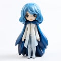 Colorful Sculpted Little Girl With Blue Hair And White Cape