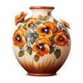 Colorful Sculpted Vase With Realistic Stylized Flowers