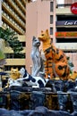 Colorful sculpture statue of many cats representing Kuching Sarawak East Malaysia