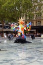 Colorful sculptures in La Fontaine Stravinsky