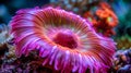 Colorful sea anemone thriving in the diverse and vibrant ecosystem of a beautiful coral reef Royalty Free Stock Photo