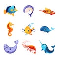 Colorful Sea Animals Set Royalty Free Stock Photo