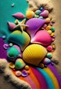 sea shells on sandy beach background made with generative AI Royalty Free Stock Photo