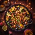 Colorful Seafood Paella for Family Gathering
