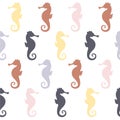 Colorful seahorses. Seamless vector pattern. Royalty Free Stock Photo