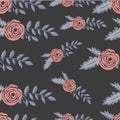 Colorful seamles flower pattern in black backdrop