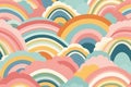 Colorful seamless background with layering soft pastel rainbows