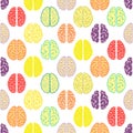 Colorful seamless brain pattern. Scientific background.