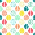 Colorful seamless brain pattern. Scientific background.