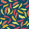 Colorful Seamless Feathers Pattern Vector Illustration