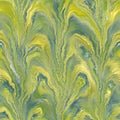 Colorful seamless marbled paper. Digital fluid art in yellow, blue, green and white