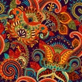 Colorful seamless Paisley pattern. Decorative indian ornament. Floral wallpaper Royalty Free Stock Photo