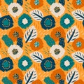 Colorful seamless pattern with abstract floral motif