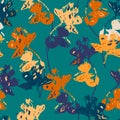 Colorful seamless pattern with abstract flowers