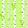 Colorful seamless pattern of abstract white birches with stripes on a green background. Simple flat vector illustration. For the