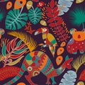 Colorful seamless pattern with australian animals. Decorative aboriginal backdrop Royalty Free Stock Photo