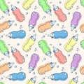 Colorful Seamless Pattern Of Baby Bottles