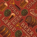 A colorful seamless pattern for beer theme in vintage style Royalty Free Stock Photo