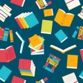 Colorful seamless pattern with books. Library, bookstore. Flat design