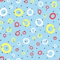 Colorful seamless pattern for children. Circles drawn by hand and polka dot. Royalty Free Stock Photo