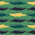 Colorful seamless pattern with crocodiles. Decorative cute background with reptiles