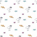 Colorful seamless pattern with cute seagull. Royalty Free Stock Photo