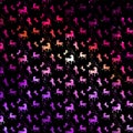 Colorful Seamless pattern with cute unicorns on dark background, stars, abstractions. Magic background with little unicorns. Royalty Free Stock Photo