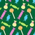 Colorful seamless pattern with different candies and lollipops. Print for textiles  fabric  wallpaper  cards  gift wrap and Royalty Free Stock Photo