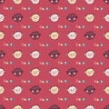 Colorful seamless pattern with doodle baby faces and text HAPPY. Cute background for textile, stationery, wrapping paper, covers. Royalty Free Stock Photo