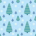 Colorful seamless pattern with firtrees