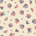 Colorful seamless pattern with flowers and points