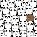 Colorful seamless pattern with happy pandas, bears. Decorative cute background with funny animals