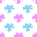 Colorful seamless pattern of hearts on a white background. Simple flat vector illustration. For the design of paper wallpaper, Royalty Free Stock Photo