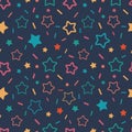 Colorful Seamless pattern with illustration of stars and little dashes