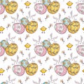 Easter seamless pattern with cute rabbits Royalty Free Stock Photo