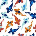 Colorful seamless pattern with koi carps