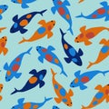 Colorful seamless pattern with koi carps