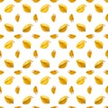 Colorful seamless pattern leaves on a white background. Yellow leaves with reflection. Geometric composition in the style of pop Royalty Free Stock Photo